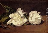 Eduard Manet Branch Of White Peonies With Pruning Shears painting